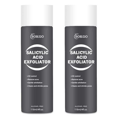 Salicylic Acid Exfoliator, Gentle BHA Exfoliating Toner, Facial Cleanser for Blackheads, Pores, Wrinkles, Acne, Fine Lines, for Women &amp; Men (2, Large)