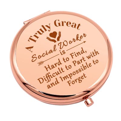 Social Worker Gifts for Women Social Work Appreciation Gift Compact Makeup Mirror for Coworker Friends Thank You Gifts Folding Makeup Mirror for Her Graduation Christmas Birthday Gifts
