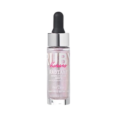 Ruby Kisses Radiant Drops, Shimmer Liquid Highlighter Makeup, Smooth Illuminator for Face Body, Natural Glow Dewiness Glitter for Skin (UNICORN)