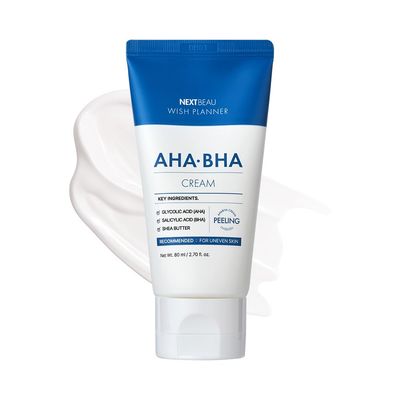 NEXTBEAU Wish Planner AHA/BHA Cream [2.70 fl.OZ / 80ml] AHA/BHA, Daily Facial Cream, Hydrating, Moisturizer, Korean Skincare