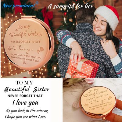 New prominent Friend Mirror Compact to My Sisters Frosted Compact Mirror from Sister Brother Friend Classmate Valentines Day Graduation Thanksgiving for Her Birthday Gifts for Sisters