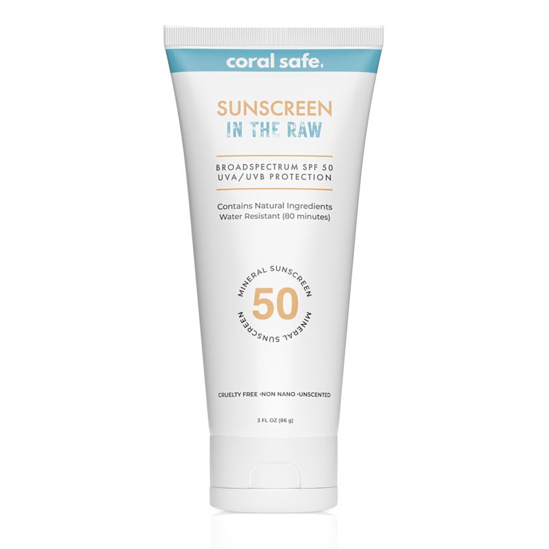 Reef Safe Sunscreen Travel Lotion SPF 50 - Mexico &amp; Hawaii 104 Reef Act Compliant, Biodegradable, Zinc, Vitamin E, Oxybenzone &amp; Octinoxate Free, Water Resistant, Natural Ingredients, by Coral Safe