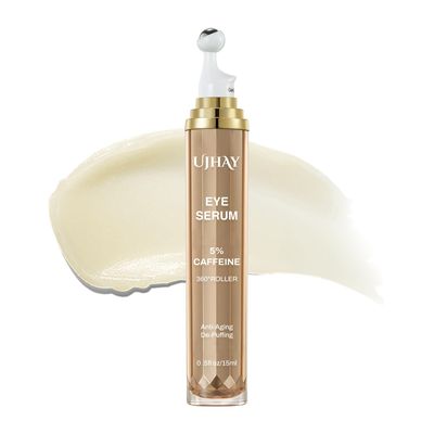 UJHAY 5% Caffeine Eye Serum - Wrinkle Filler Instant Face Lift Serum for Eyes - Under Eye Cream - Eye Moisturizer with Hyaluronic Acid, Niacinamide