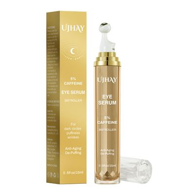 UJHAY 5% Caffeine Eye Serum - Wrinkle Filler Instant Face Lift Serum for Eyes - Under Eye Cream - Eye Moisturizer with Hyaluronic Acid, Niacinamide