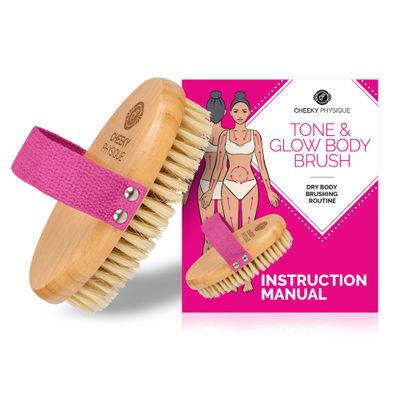 Tone &amp; Glow Body Brush - Dry Brush for Cellulite and Lymphatic Drainage with Natural Bristles for Exfoliation and Skin Tightening
