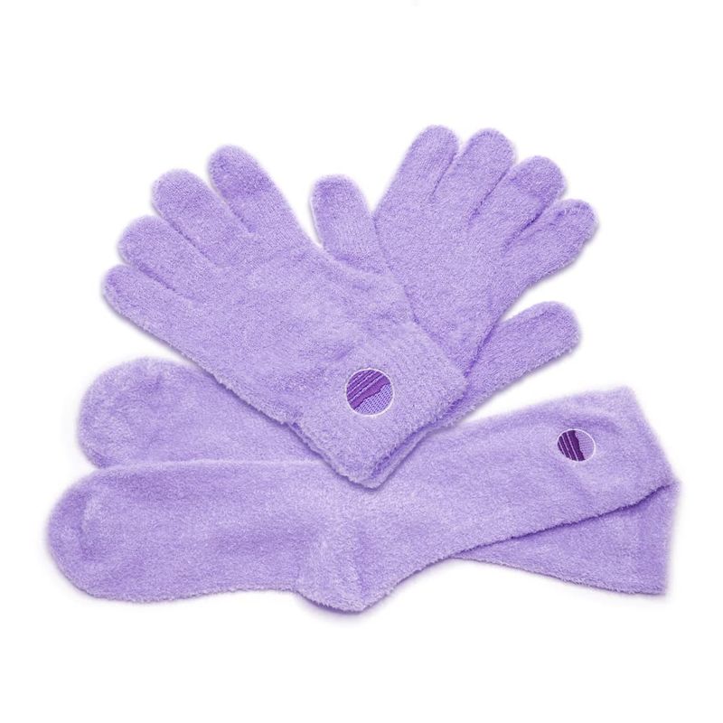 Moisturizing Socks and Gloves Set | Purple Fuzzy Socks and Gloves with Aloe and Vitamin E for Women | Women's Gifts for Self-Care