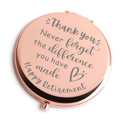 Retirement Gifts for Women Rose Gold Travel Cosmetic Mirror Inspirational Gifts for Coworker Friends Boss Employee for Going Away Farewell Goodbye Gifts