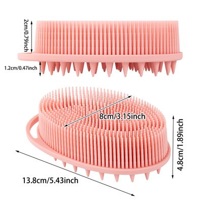ONLYFU 2PCS Silicone Loofah for Body Wash, 2 in 1 Exfoliating and Massaging Hair Body Scrubber, Skin-Friendly Scalp Massager (Black and Pink)