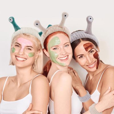 SuPoo Snail Headband for Washing Face Skincare Headband Antenna Spa Headband and Wristband Set Alien Puffy Wrist Bands for Women Makeup Head Band Preppy Teen Girl Gifts Trendy Stuff Hair Accessories