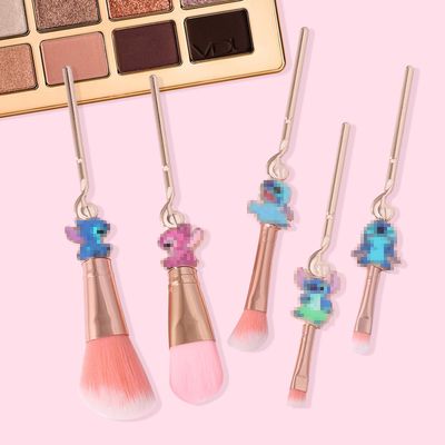 Stich Makeup Brushes Set, WeChip Anime Stich Make Up Brush Set Collection, Stich Stuff for Girls Women - 5pcs Pink