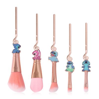 Stich Makeup Brushes Set, WeChip Anime Stich Make Up Brush Set Collection, Stich Stuff for Girls Women - 5pcs Pink