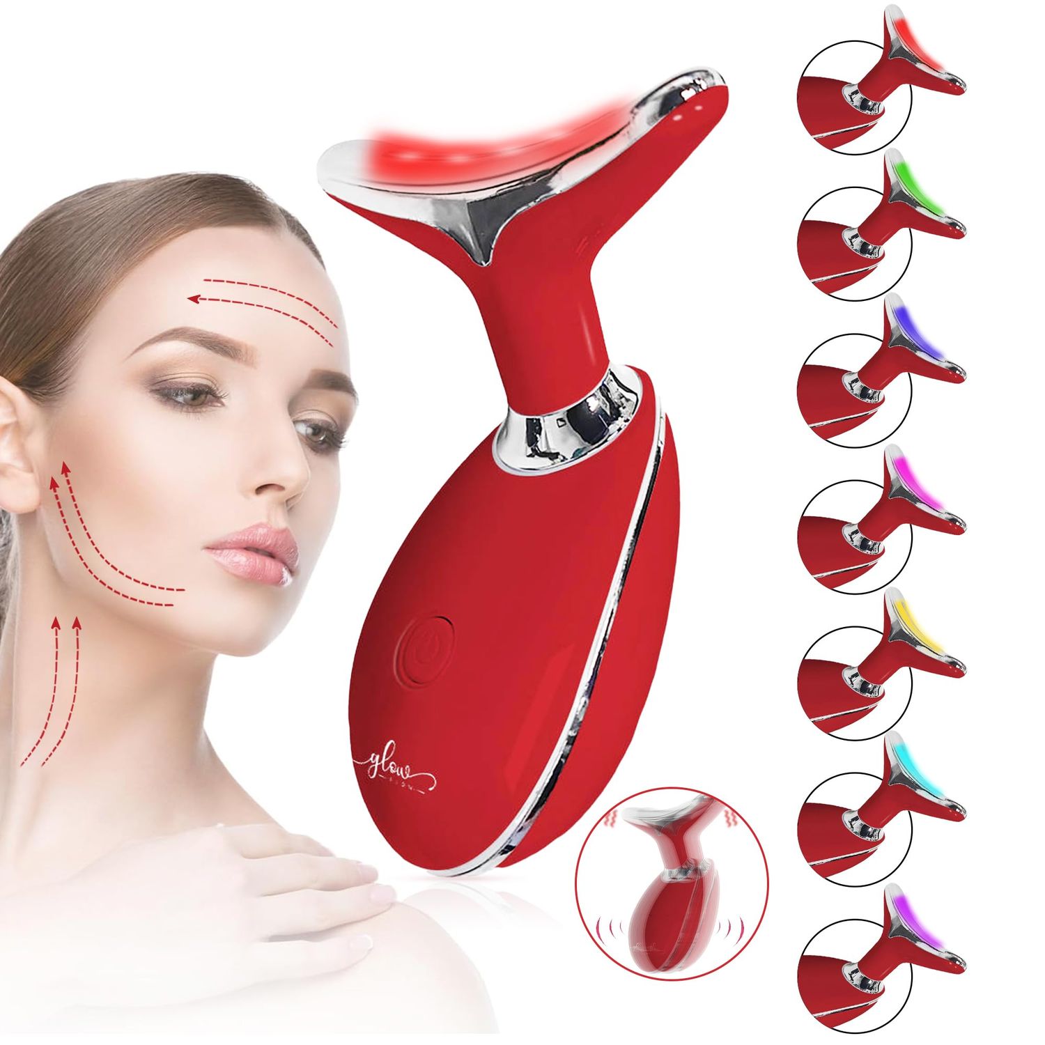 Red-Light-Therapy-for-Face and Neck with 7 Color, Facial Massager for Face and Neck