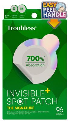 Troubless Invisible Pimple Spot Patch - 96 Ultra Thin Acne Patches - Easy Peel - 2 Sizes