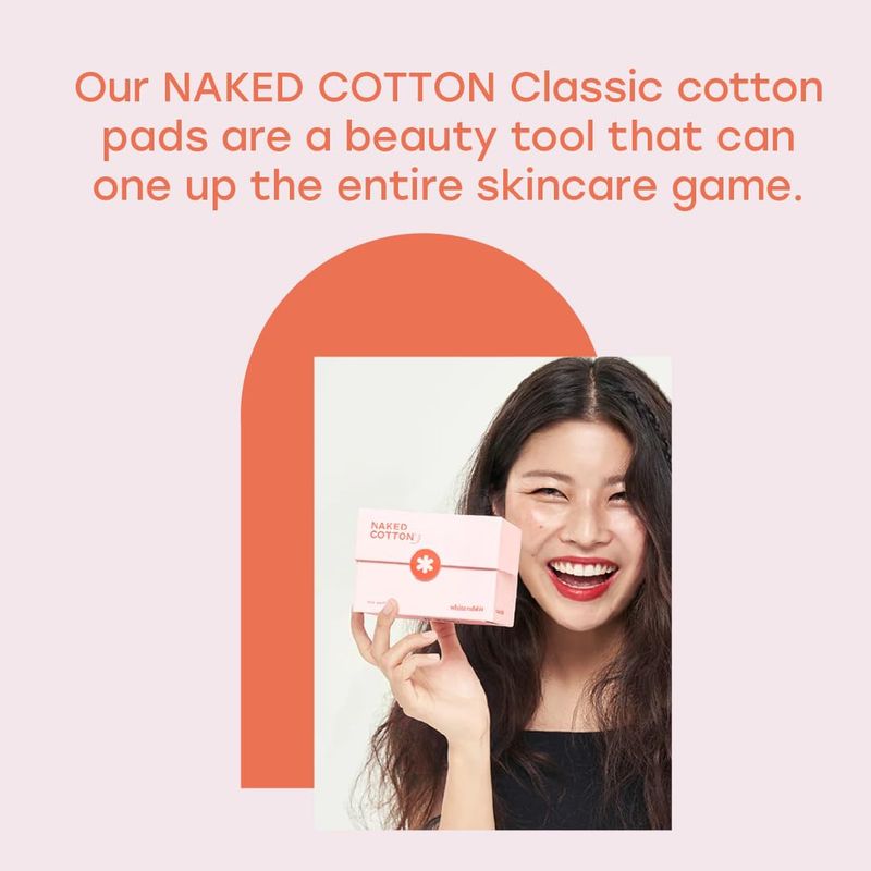 White Rabbit - Naked Cotton Classic - Premium Facial Cotton Pads - for Makeup Remover, Toner, Mask - 100% Cotton, Unbleached, Lint-Free - Extra Soft &amp; Durable - Natural &amp; Cruelty-Free - 200 Count