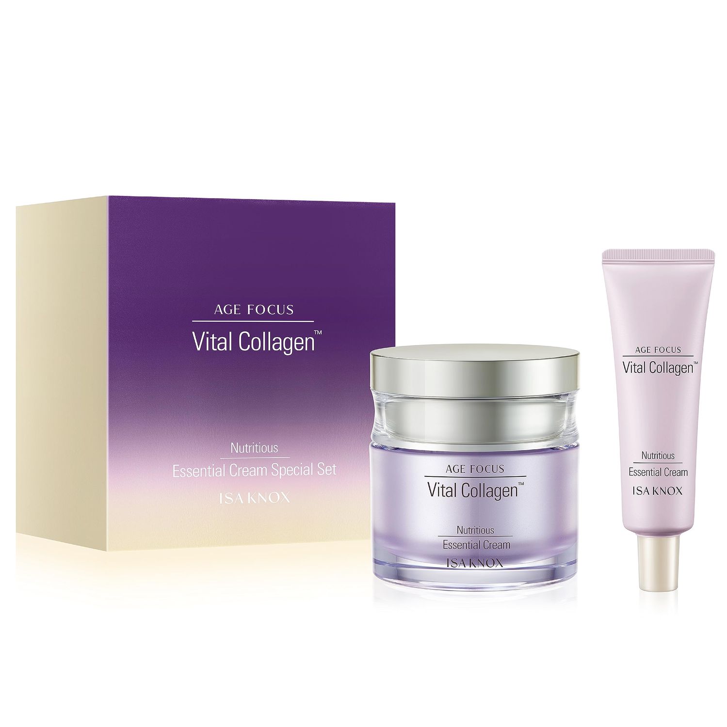 Isa Knox AGE FOCUS VITAL COLLAGEN Essential Cream (2.4fl oz) - Korean Skin Care, Moisturizer by LG Beauty. Hydrolyzed Collagen, Vitamins C, B12 &amp; E.
