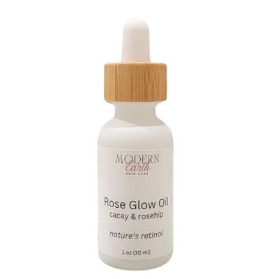 Modern Earth Skincare Rose Glow Oil, Anti Aging Face Serum, Organic Face Oil for Dry Skin, Anti Wrinkle Serum, Vegan, Cacay Oil, Frankincense, Natural Retinol A 1 fl oz