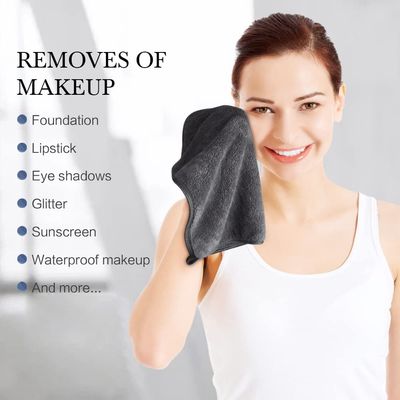 SINLAND Microfiber Face Cloths Reusable Makeup Remover Washcloths Super Soft and Absorbent Fingertip Face Towels for Sensitive Skin Women 12 x 12 Inch 6 Pack Grey