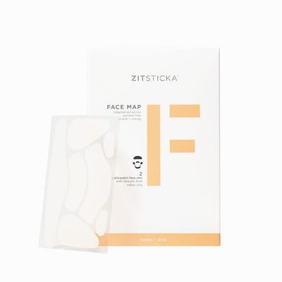 ZitSticka Hydrocolloid Surface Area Pimple Patches for Face - Clarifying Pore &amp; Blemish for Large Zit T-Zone Coverage - Zit Sticker Absorbs Oil, Unclogs Pores, &amp; Targets Clusters (FACE MAP 2PC)