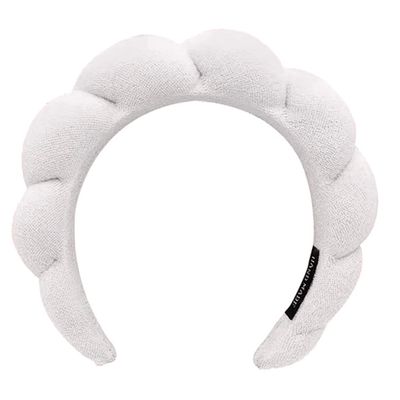 WFWJ Headband for Spa, Makeup Removal, Shower, and Skincare - Sponge Headband (White)