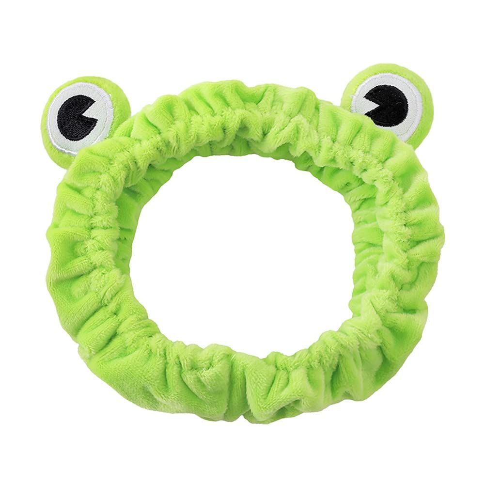 ikasus Frog Head Wrap and Hair Band Green Frog Headband Women Facial Makeup Headband Elastic Stretchy Head Band for Face Washing Shower Sports Yoga Beauty Skincare Hair Accessories Style 1