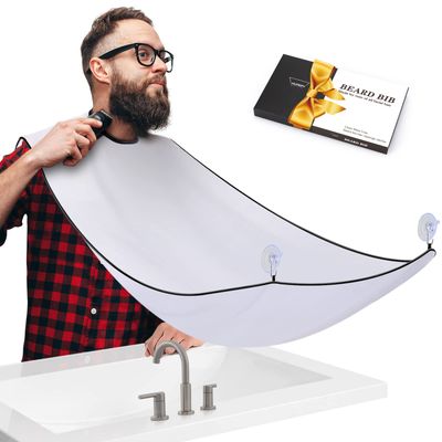 HUPBIPY Beard Bib, Beard Catcher, Men&#39;s Non-Stick Material Beard Apron, for Styling and Trimming, One Size Fits Everyone