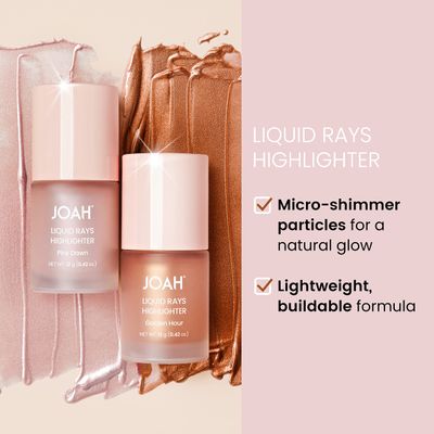 JOAH Liquid Rays Highlighter, Highlight Stick for Face Contour &amp; Shimmer, Glow Illuminator, Korean Makeup, Buildable, Long Lasting, Cruelty Free Formula, Easy Applicator, Golden Hour