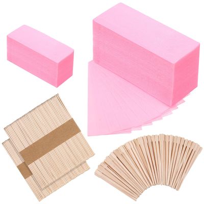 Yaomiao 250 Pieces Waxing Kit for Women and Men - Hair Removal Strips, Wax Applicator Sticks for Body and Skin (Pink)
