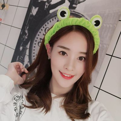 ikasus Frog Head Wrap and Hair Band Green Frog Headband Women Facial Makeup Headband Elastic Stretchy Head Band for Face Washing Shower Sports Yoga Beauty Skincare Hair Accessories Style 1