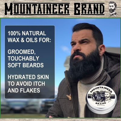 Mountaineer Brand Heavy Duty Beard Balm For Men | 100% Natural with No Parabens or Dyes | Leave In Styling and Conditioning Balm | Shape, Smooth, Grooming Beard Kit | Original Scent 2oz