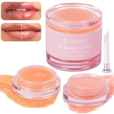 Lip Mask Overnight - Lip Sleeping Mask and Lip Scrub Exfoliator, Scrubber, Moisturizer, Balm and Hydrator for Lip Care, Therapy, Butter, Repair and Treatment for Dry, Cracked Lips