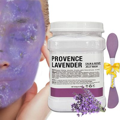 Ouhans Jelly Mask Powder for Facials,Lavender Jelly Masks for Facials Professional,Jelly Face Mask,Hydrating, Brightening &amp; Nourishing,DIY SPA Rubber Mask,with double-ended silicone brush,23 Fl Oz