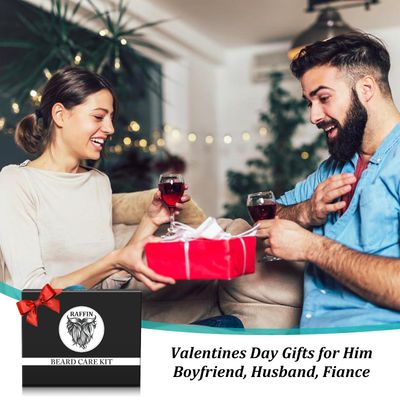 Valentines Day Gifts for Him, Beard Kit with Oil, Balm, Brush, Comb, Scissors, Outfits Men's Grooming Routine, Anniversary &amp; Birthday Gifts for Men, Husband, Boyfriend, Son, Male Friend, Brother, Dad