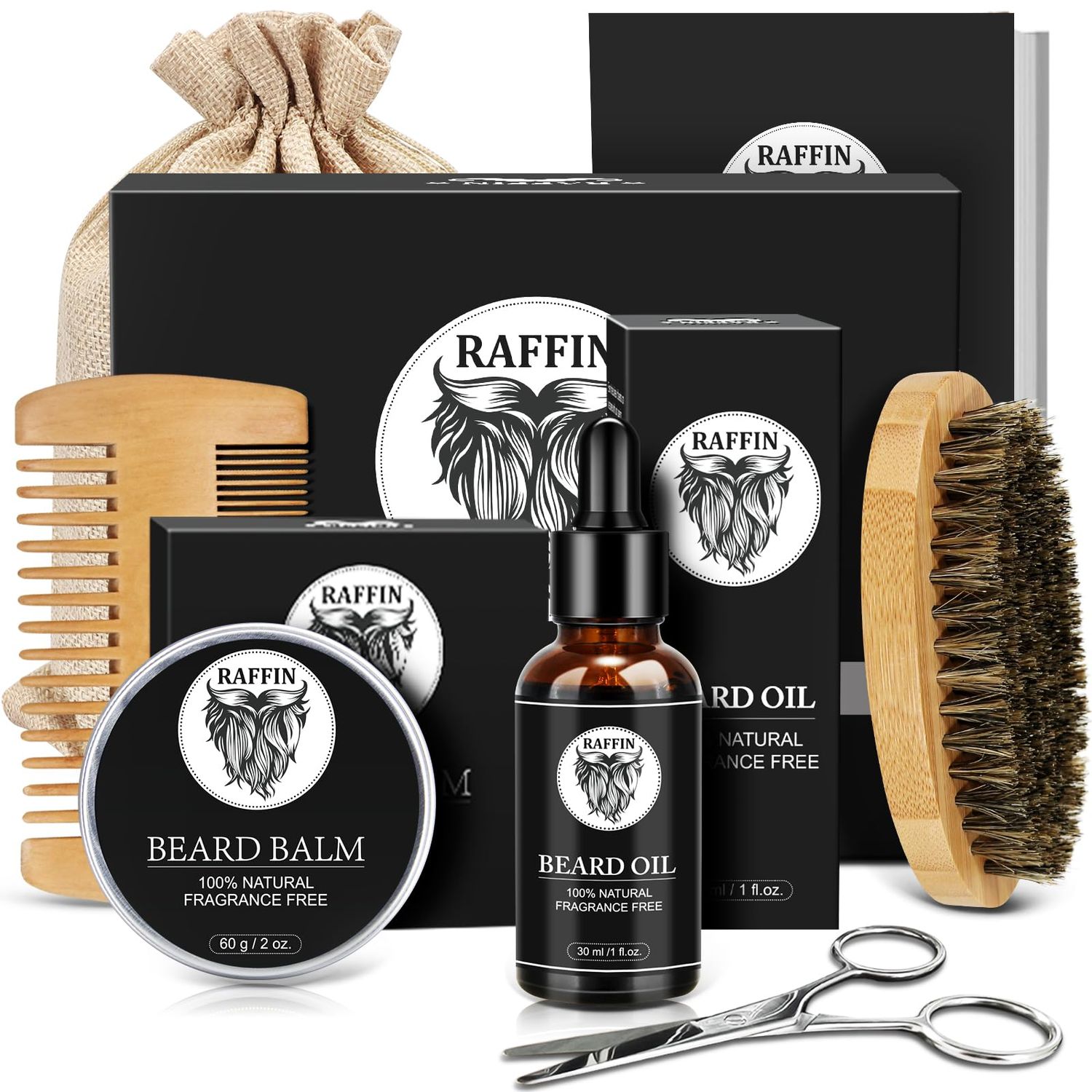Valentines Day Gifts for Him, Beard Kit with Oil, Balm, Brush, Comb, Scissors, Outfits Men&#39;s Grooming Routine, Anniversary &amp; Birthday Gifts for Men, Husband, Boyfriend, Son, Male Friend, Brother, Dad