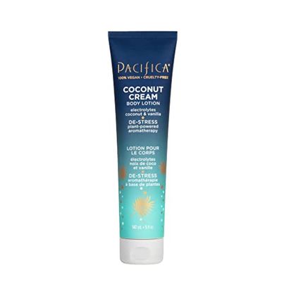Pacifica Body Lotion - Coconut Cream Moisturizing Body Cream with Aloe, Vitamin E &amp; Chamomile Coconut &amp; Vanilla Scent - Skin Care Clean Vegan &amp; Cruelty-Free Dermatologist Tested 5 fl oz