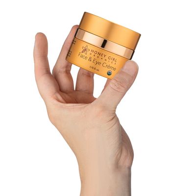 Honey Girl Organics Face &amp; Eye Crme, USDA Certified Organic Facial Moisturizer &amp; Under Eye Cream for Wrinkles, Dark Circles and Puffiness w/Hydrating Honey, Beeswax, Essential Oils &amp; EVOO. 1.75oz