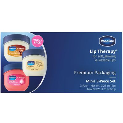 Vaseline Lip Therapy 0.25 Oz 3 Pack Bundle - Creme Brulee, Rosy Lips &amp; Cocoa Butter