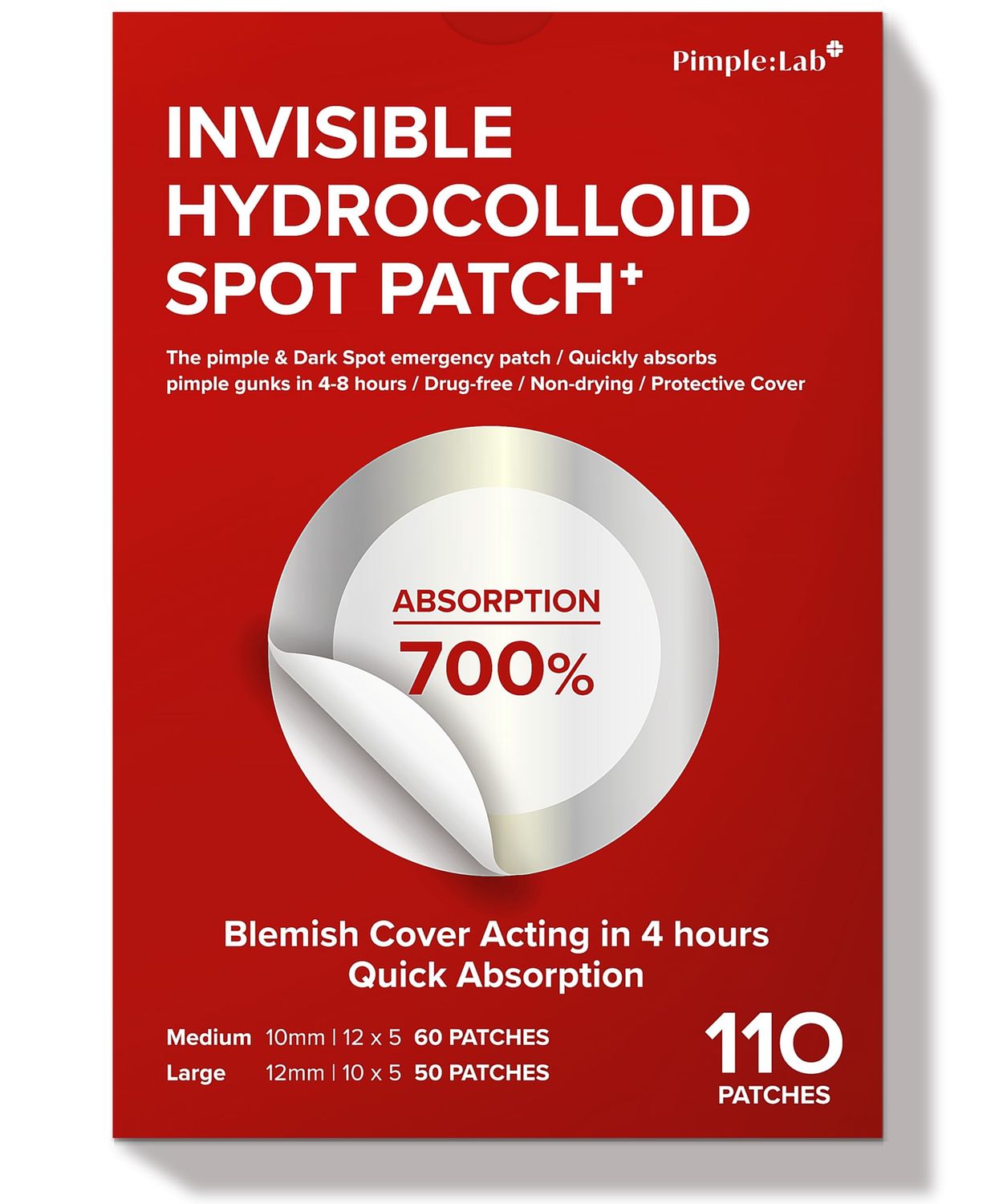 Invisible Spot Pimple Patches for Face, 4H Fast Acting Ultra Thin Discreet Hydrocolloid Acne Treatment with Makeup-Tea Tree, Centella, Madecassoside-Waterproof Zit Cover Pack 110 pcs