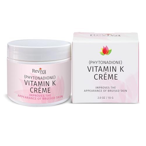 Reviva Labs Vitamin K Crme for Bruising, Under-Eye Dark Circles, and Wrinkles with Soybean Oil and Natural Fruit Extracts - 2 Oz, for Skin and Face