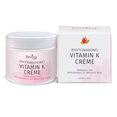 Reviva Labs Vitamin K Crme for Bruising, Under-Eye Dark Circles, and Wrinkles with Soybean Oil and Natural Fruit Extracts - 2 Oz, for Skin and Face