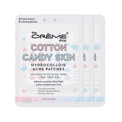 The Crme Shop Cotton Candy Skin Hydrocolloid Acne Patches, Acne Healing Dots/Stickers, Acne Treatment Patches with Salicylic Acid and Witch Hazel - 3 Sizes, 72 Patches