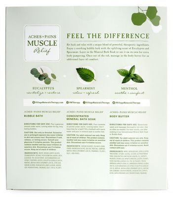 Village Naturals Therapy 3-Piece Relaxing Muscle Wellness Spa Gift Set, Eucalyptus Mint Scent