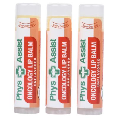 PhysAssist Oncology Lip Balm USDA Organic Unflavored Moisturize, Hydrate &amp; Protect Dry parched lips during Chemo or Radio USDA Organic. 3 Pack