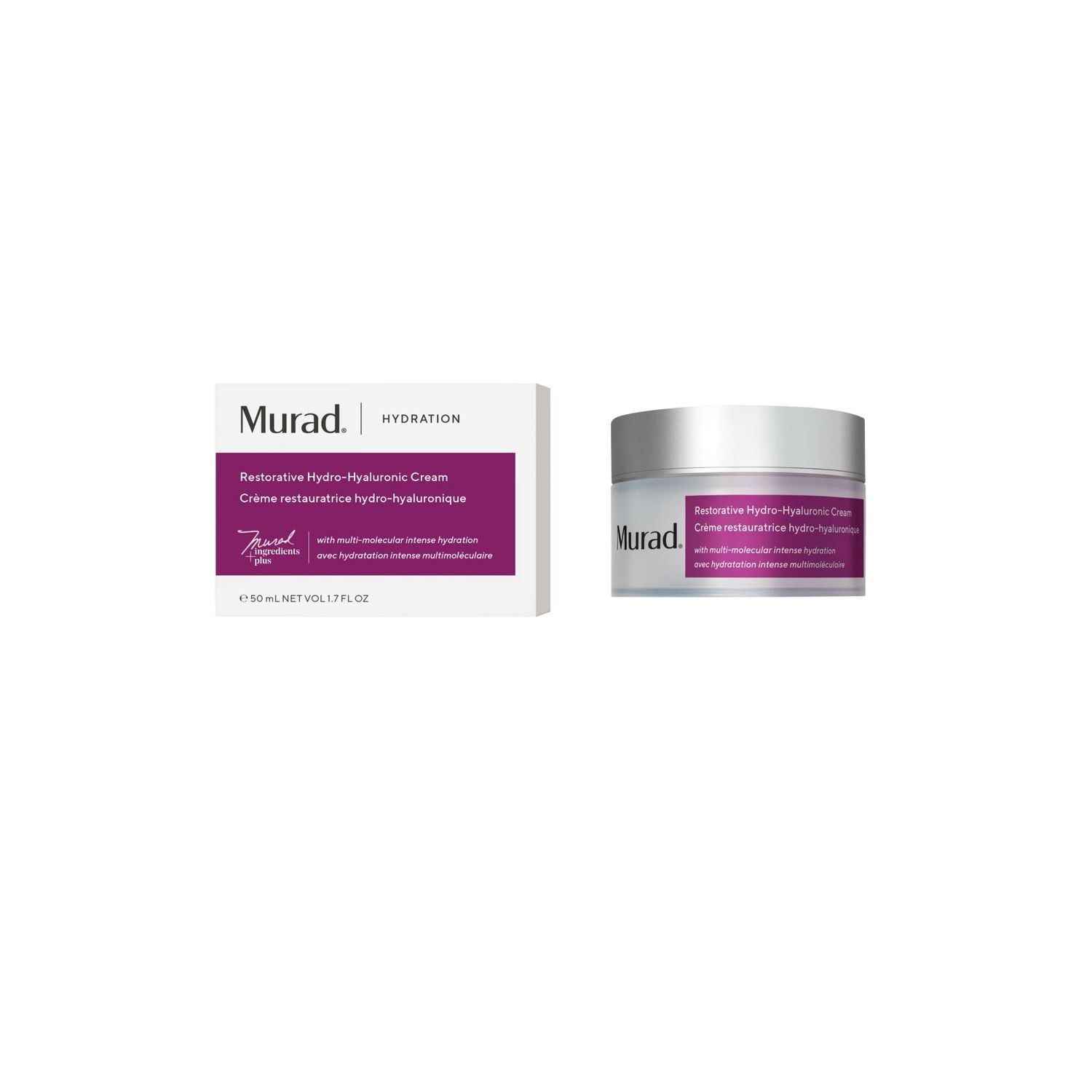 Murad Restorative Hydro-Hyaluronic Moisturizing Face Cream - Hyaluronic Acid Moisturizer for Face with Coconut Extract and Shea Butter Targeting Dry, Dehydrated Skin, 1.7Fl Oz