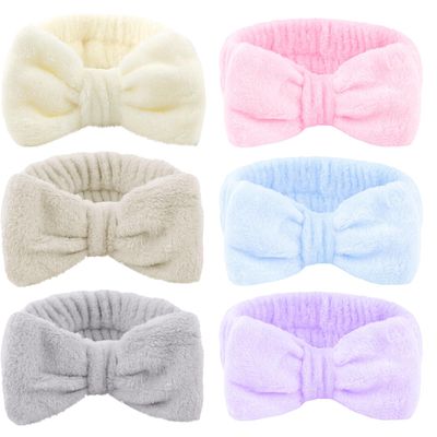 Ondder 6 Pack Makeup Headband Spa Headband for Washing Face Solid Color Skincare Headband Head Band for Women Girls