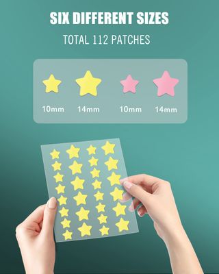 Jefusst Acne Pimple Patch 112 Counts, Invisible Hydrocolloid Yellow &amp; Pink Star-Shaped Acne Patch with Tea Tree Oil &amp; Calendula Oil, Acne Spot Healing Patch Zit Patches for Face