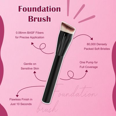 JoMay Foundation Brush for Liquid Makeup, Flat Top Kabuki Professional Make up Brushes for Blending, Cream, Powder,Blush Buffing Stippling Face Makeup Tools, Black