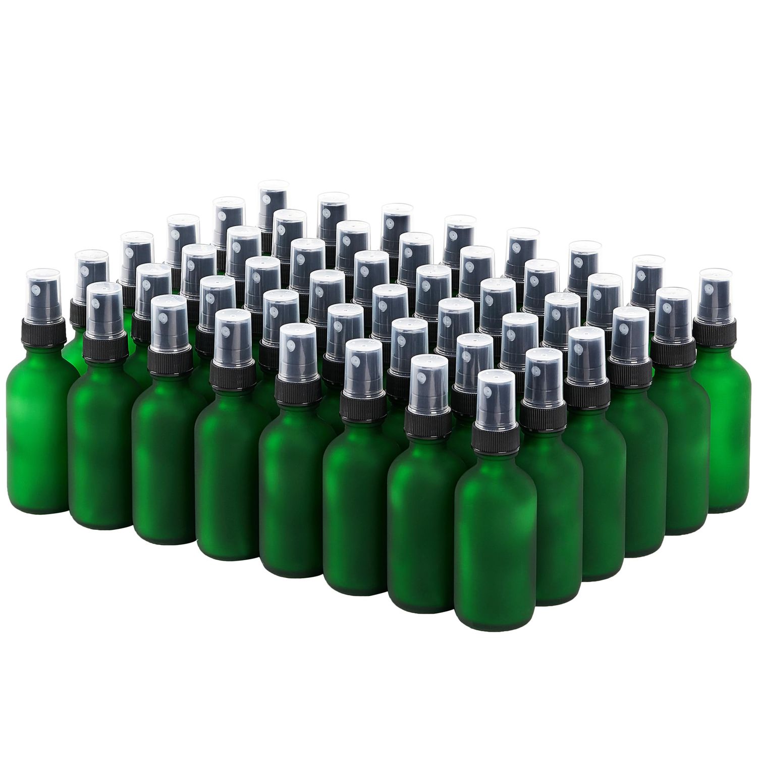 SprayDroplet 2 oz Glass Spray Bottles, Reusable Fine Mist Sprayer Small Spray Bottle, Preety Frosted Texture, Leak-Proof Design, Perfect for Travel, Skin Care, Perfumes (Green-Frosted, 2oz-48pcs)