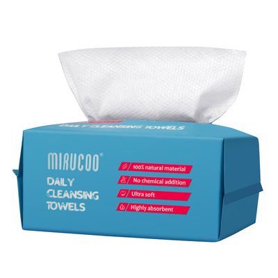 Mirucoo 100 Sheet Daily Cleansing Towels Ultra Soft Dry Wipes for Sensitive Skin Disposable Facial Washcloths 100% Organic Viscose Makeup Remover Tissues (Pack of 1)