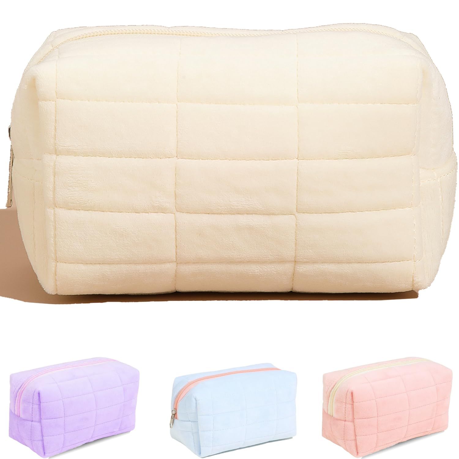 Travel Makeup Bag, Puffy Padded Cosmetic Bag Make Up Organizer Case for Women, Small Toiletry Bag Skincare Pouch for Toiletries Accessories Brushes