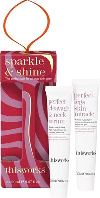 thisworks Sparkle &amp; Shine Perfect Pair Gift Set, Perfect Cleavage Neck Serum &amp; Perfect Legs Skin Serum, (2x20ml)